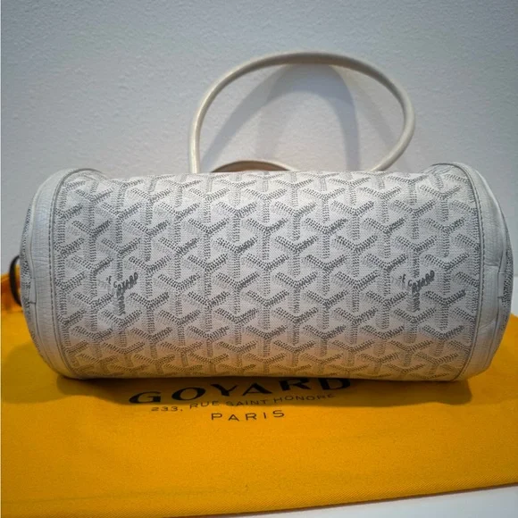 Authentic Authentic Goyard White Leather Goyardine Croisière Boston Duffle Bag - Picture 7 of 16